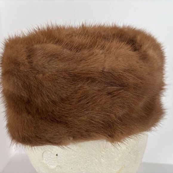Franklin Simon Mink Fur Hat Vintage Brown Winter Union Made Label Tag UHCMW 60s - Picture 9 of 15